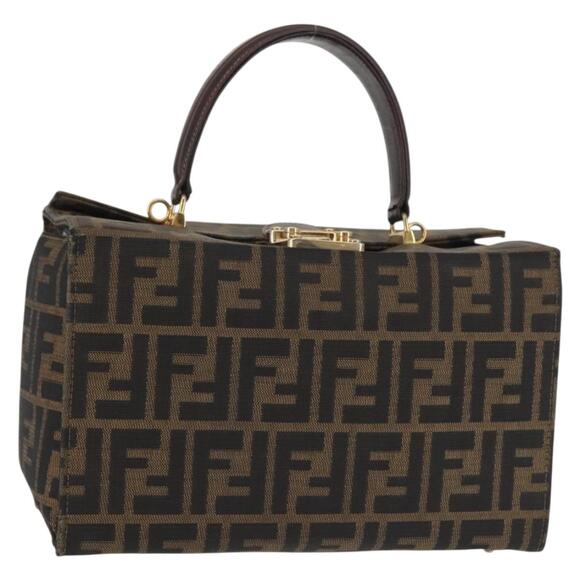 FENDI Zucca Canvas Hand Bag Black Brown - Picture 1 of 12